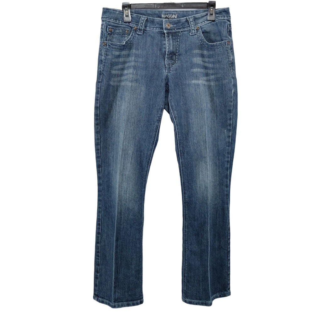 Massini Y2k Low Rise Bootcut Jeans Women's 10 Thick Stitching Flap Pockets